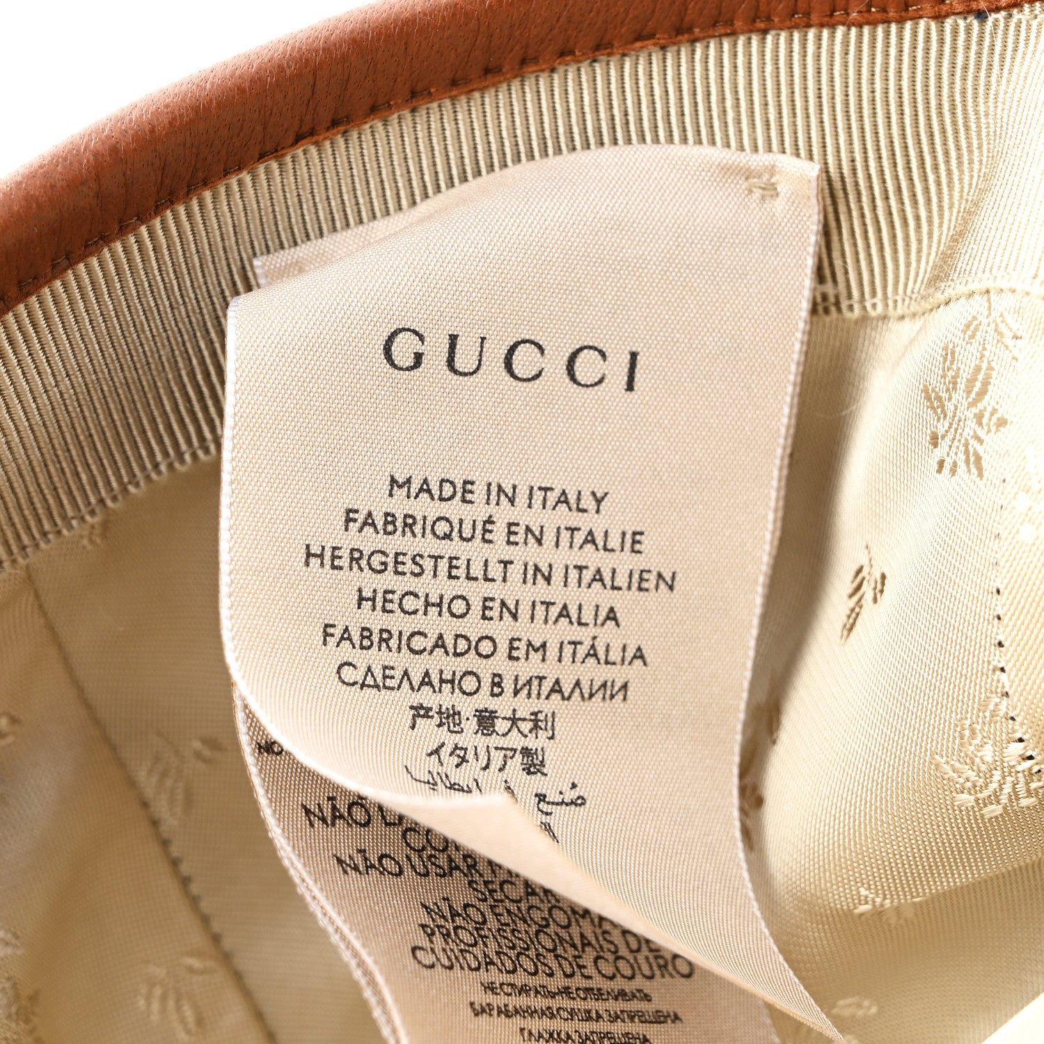 Gucci Washed Jacquard Denim Nappa GG Monogram Oscar Baseball Hat M Denim Cuir 9 of 9
