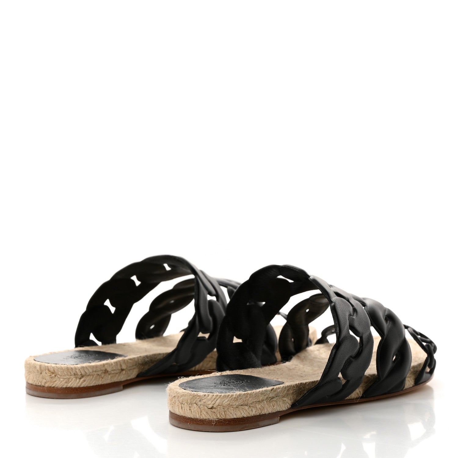 Hermes Nappa Gwen Espadrille Sandals 39 Black 4 of 9