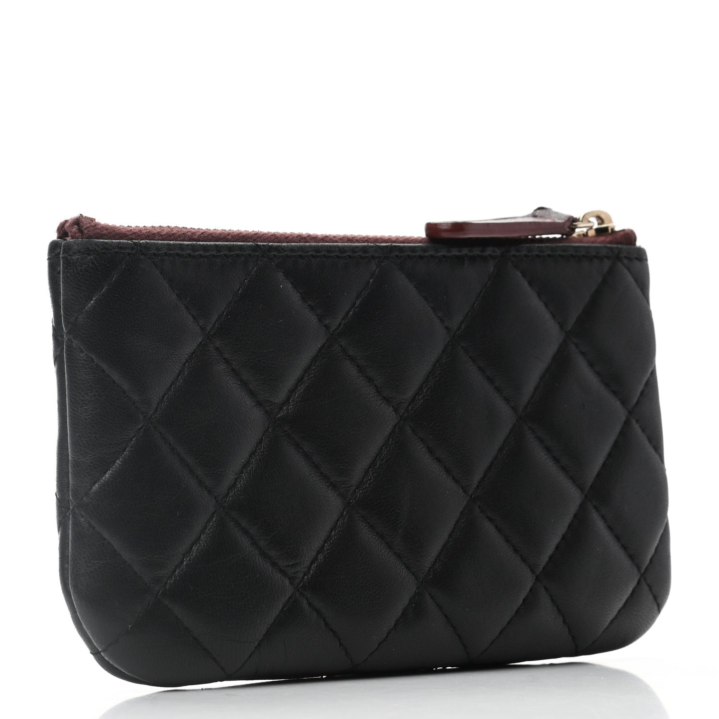 Lambskin Quilted Small Cosmetic Case Black