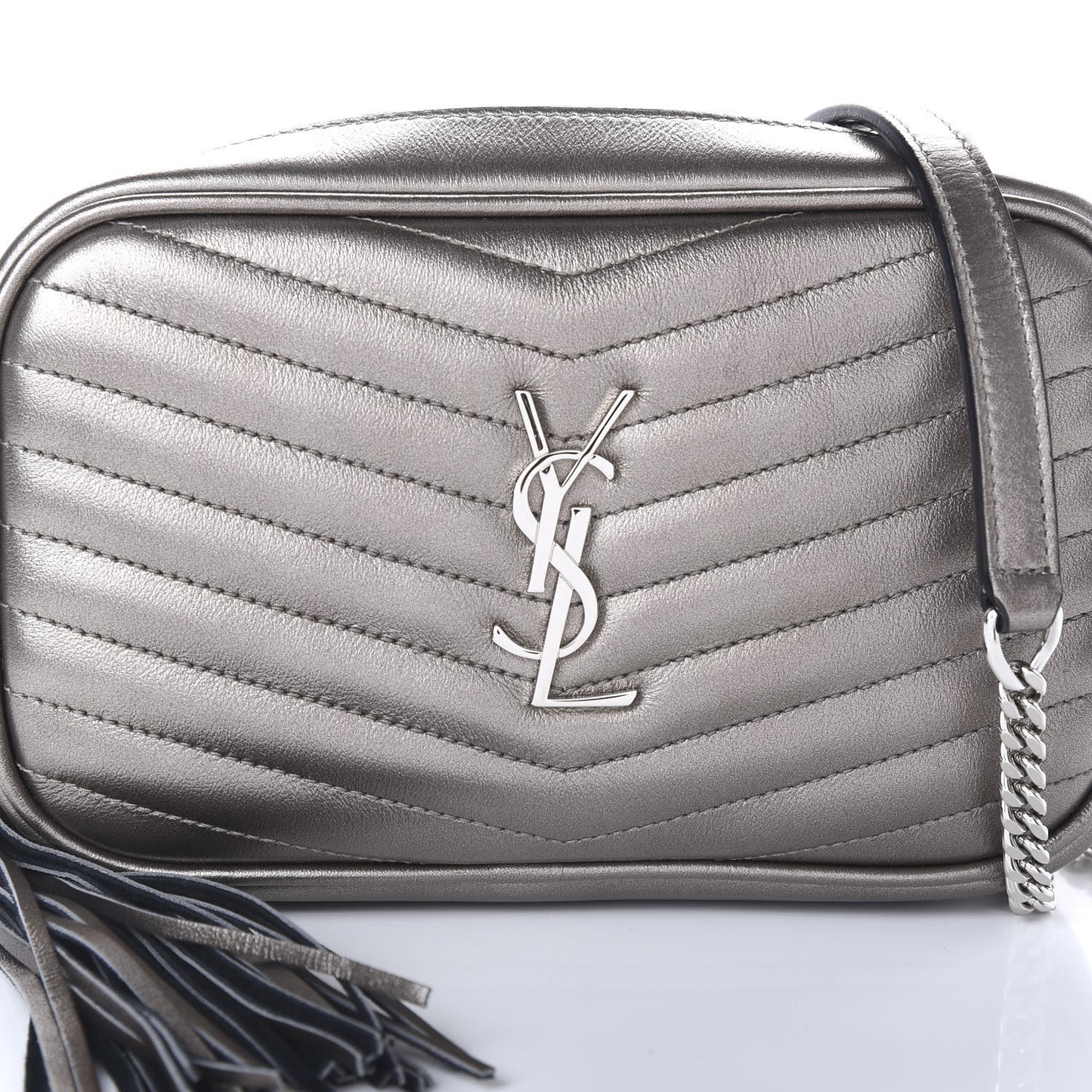Grain De Poudre Matelasse Monogram Mini Lou Camera Bag Silver