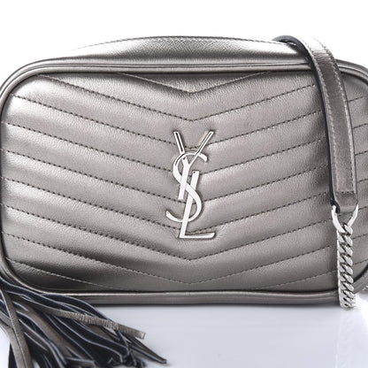 Saint Laurent Grain De Poudre Matelasse Monogram Mini Lou Camera Bag Silver 8 of 8