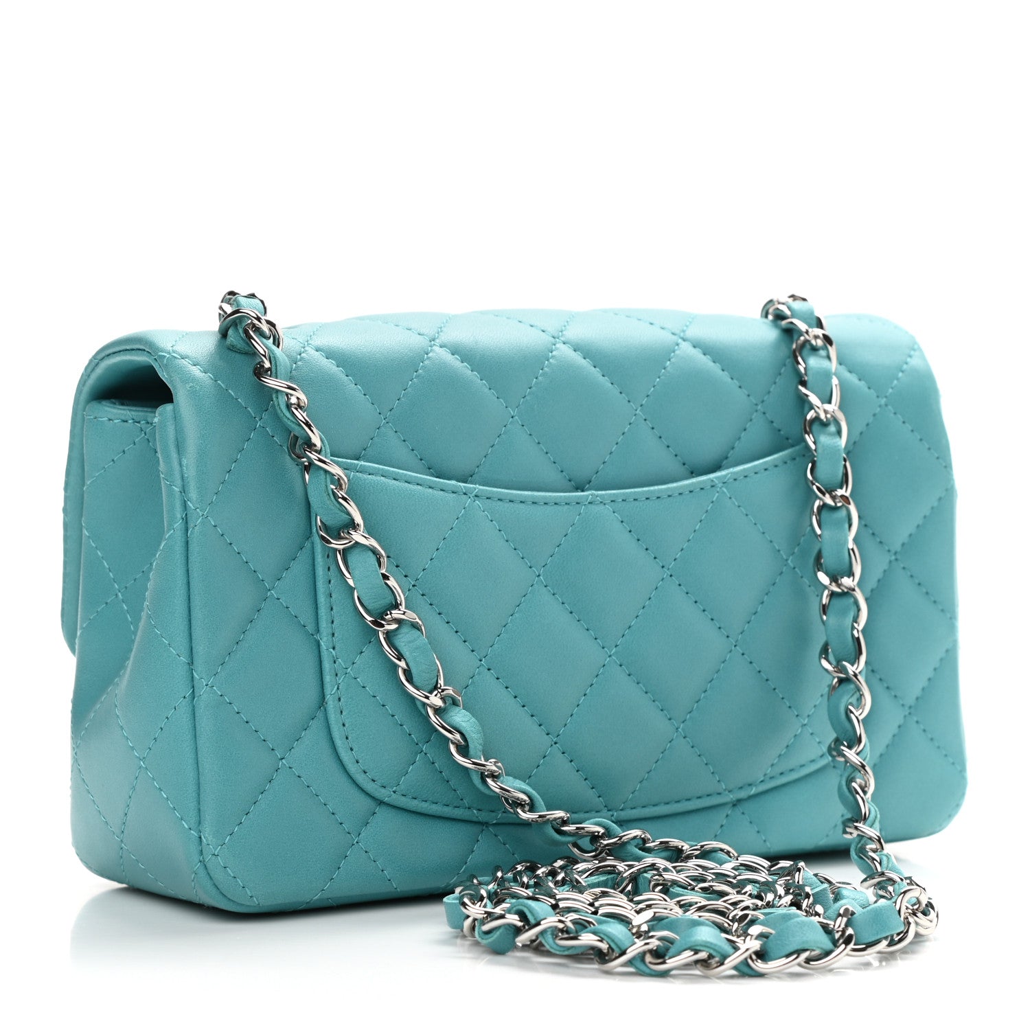 Chanel Lambskin Quilted Mini Rectangular Flap Turquoise 3 of 11