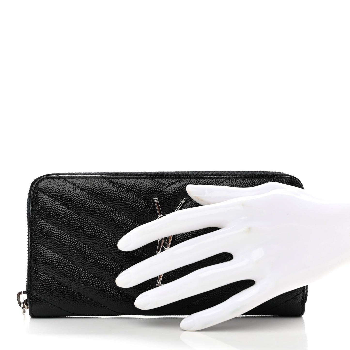 Grain De Poudre Matelasse Chevron Monogram Zip Around Wallet Black
