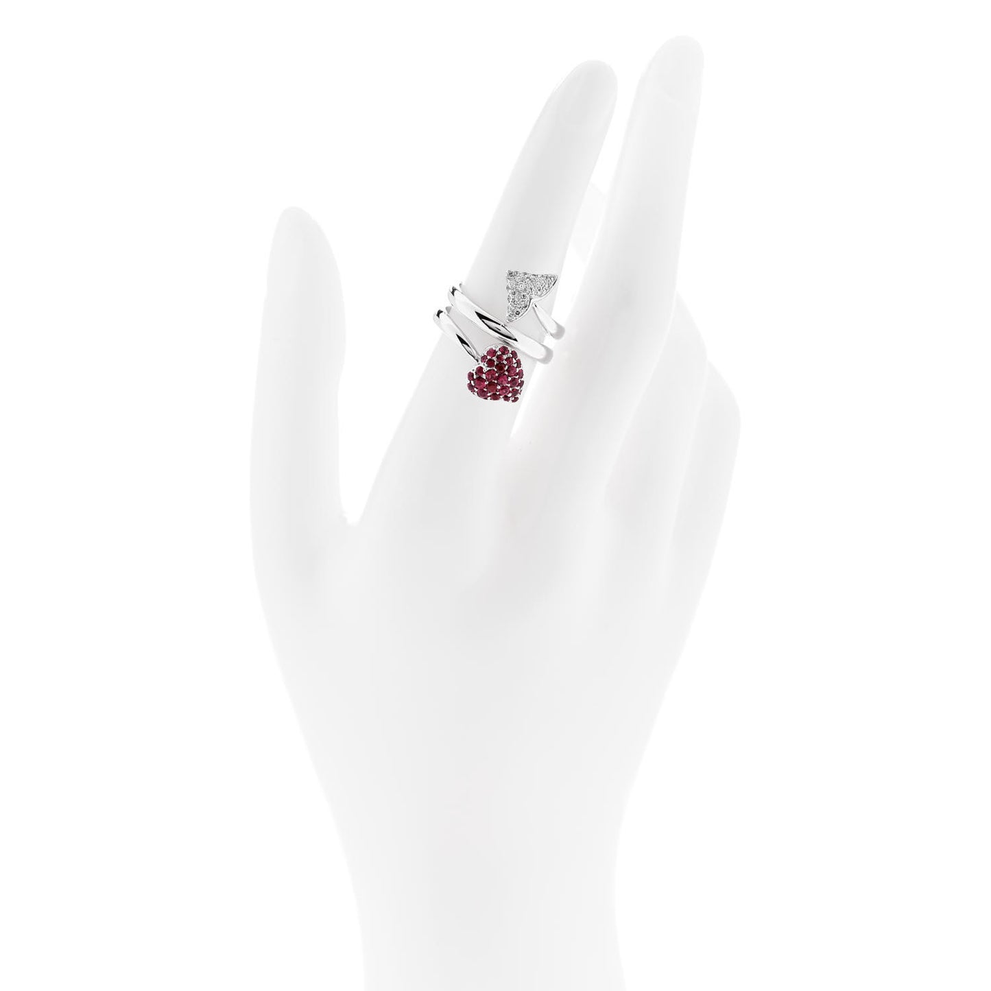 18K White Gold Diamond Ruby Bague Diablotine Ring 53 6.25