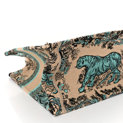 Christian Dior Raffia Embroidered Dioriviera Medium Book Tote Aquamarina 9 of 10