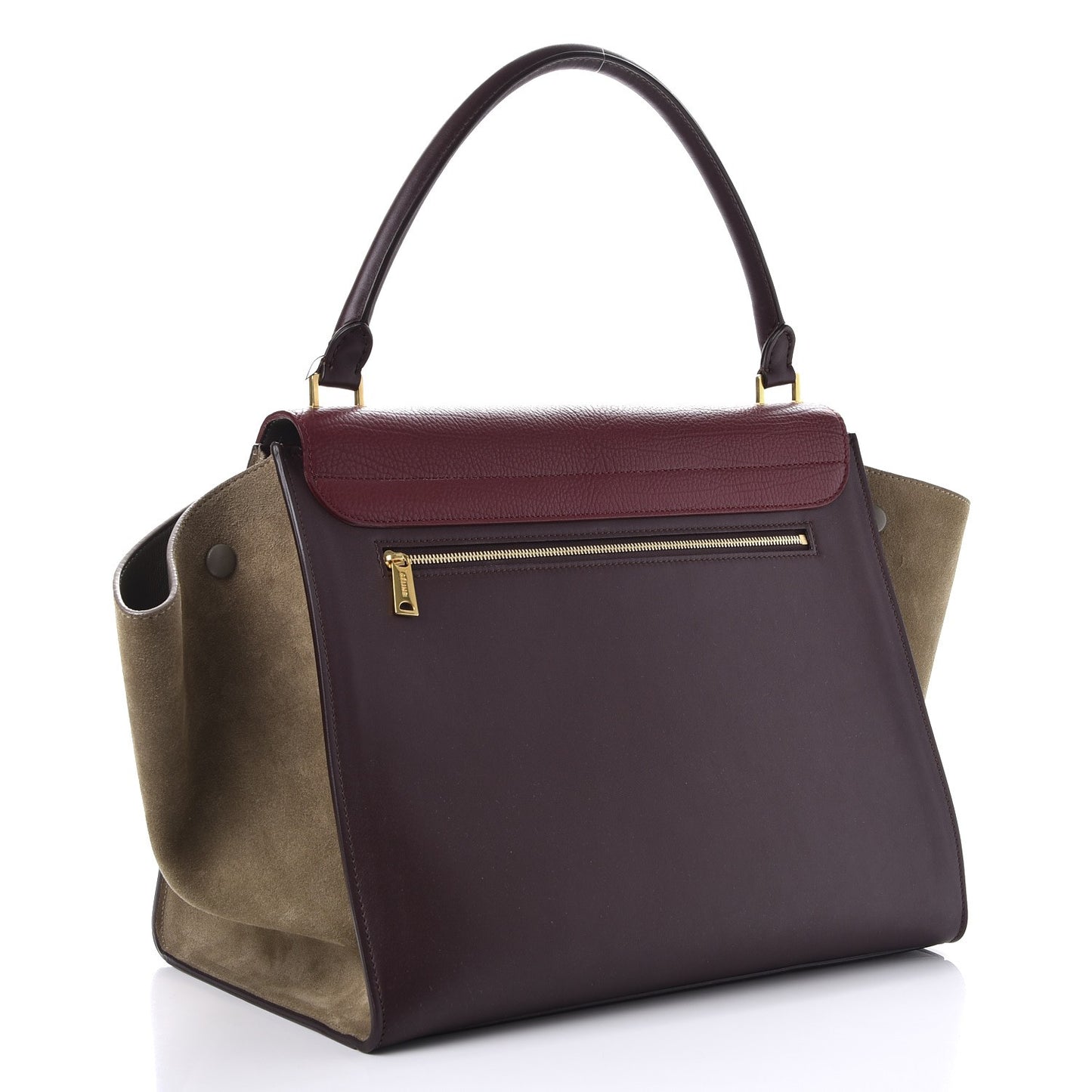 Textured Calfskin Tri-Color Large Trapeze Burgundy