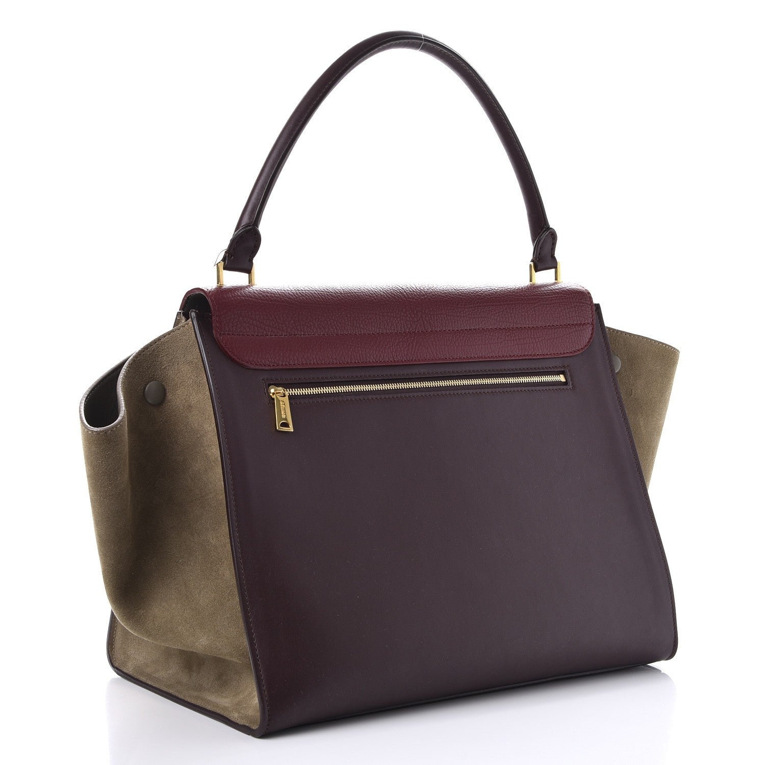 Celine Textured Calfskin Tri-Color Large Trapeze Burgundy 3 of 9