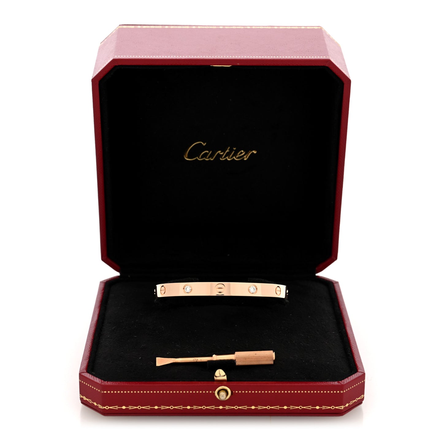 18K Pink Gold 4 Diamond LOVE Bracelet 17