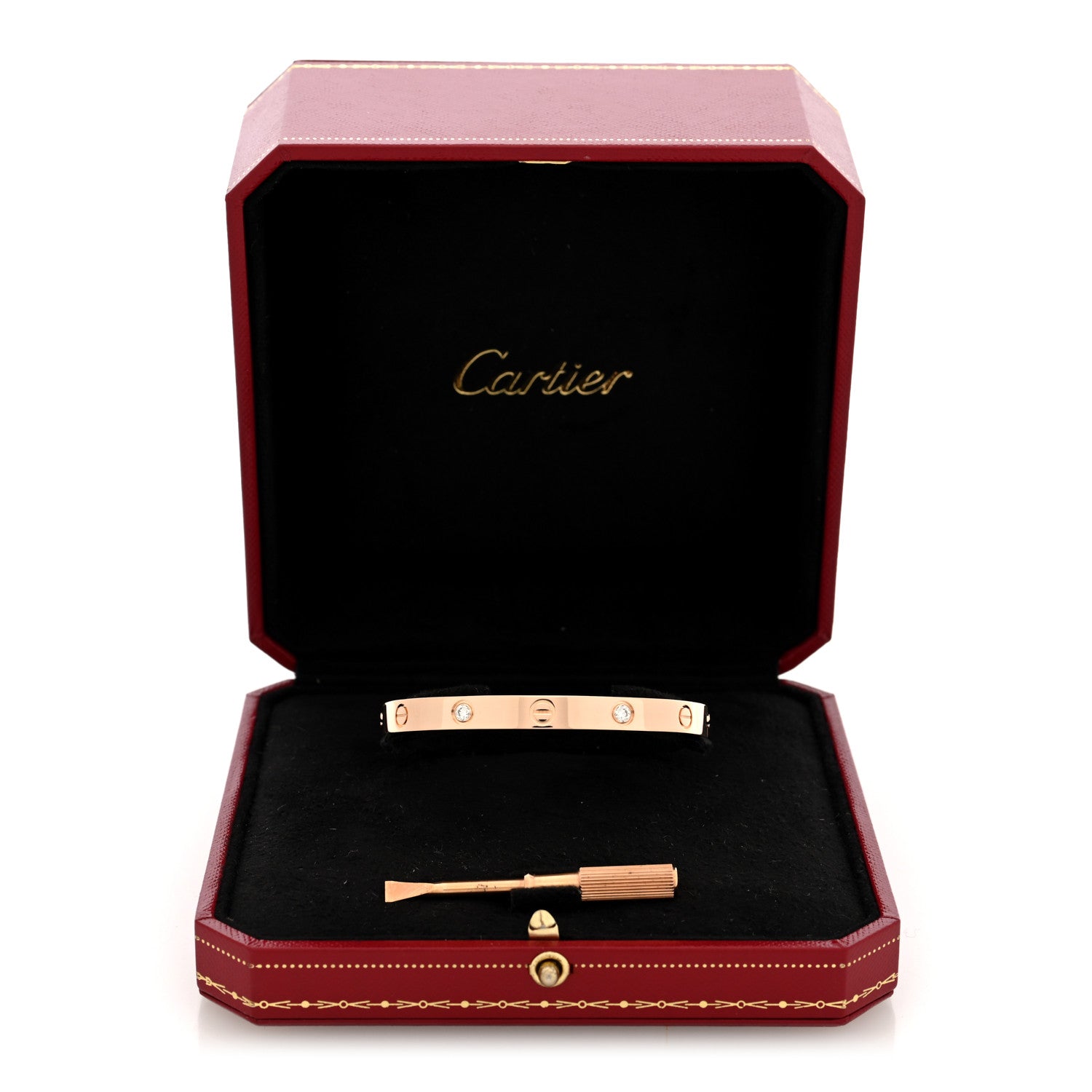 Cartier 18K Pink Gold 4 Diamond LOVE Bracelet 17 7 of 7