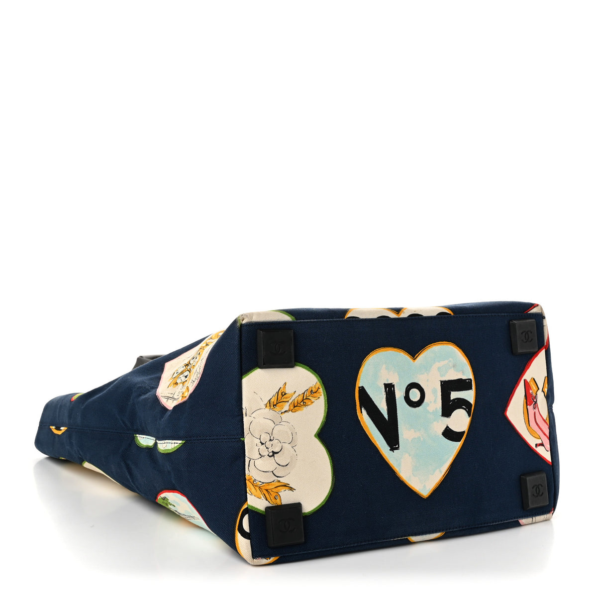 Canvas Coco Hearts Print Tote Blue