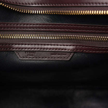 Celine Satin Calfskin Suede Mini Tri-Color Luggage Burgundy 6 of 13