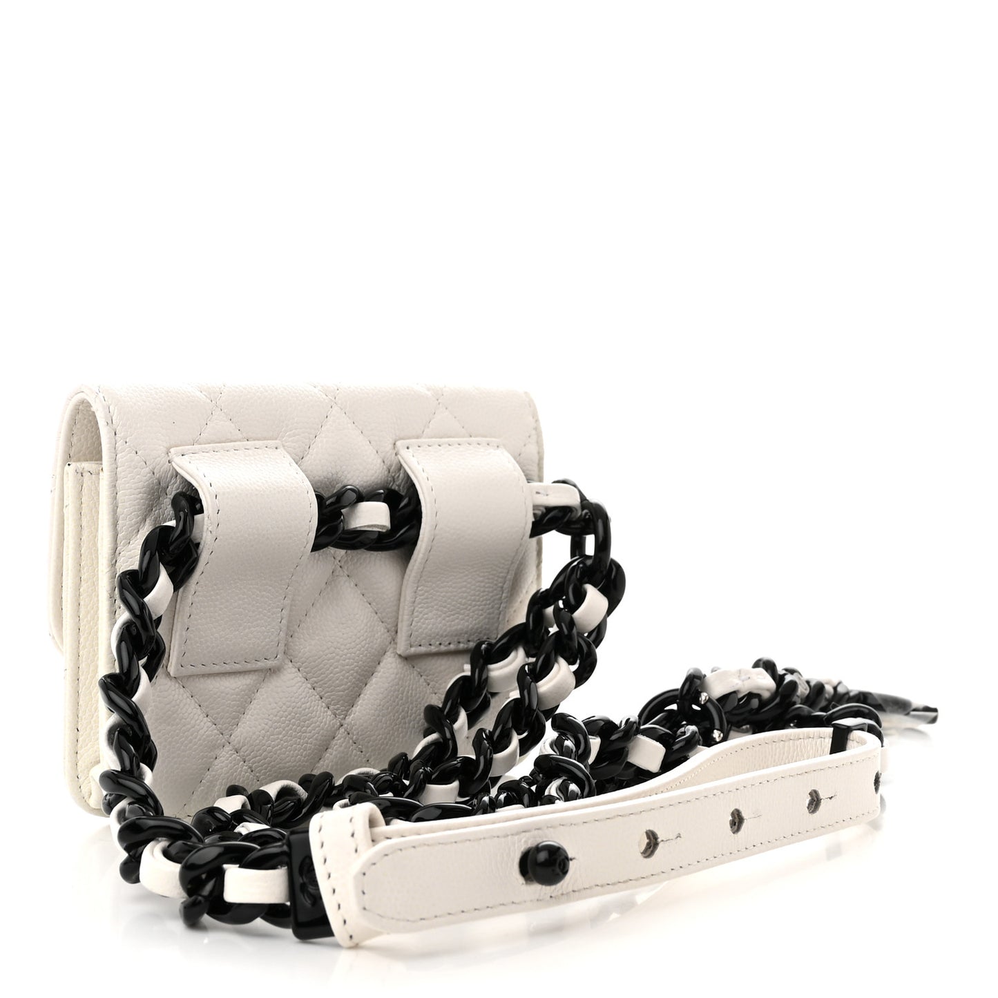 Caviar Quilted My Everything Belt Flap Card Holder White