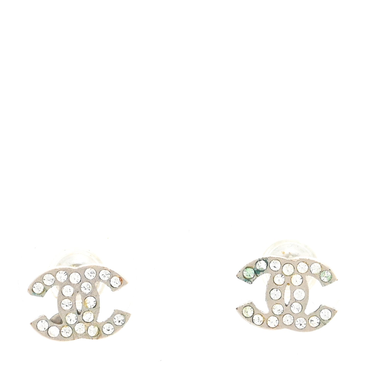 Chanel Crystal Mini Timeless CC Earrings Silver 1 of 4