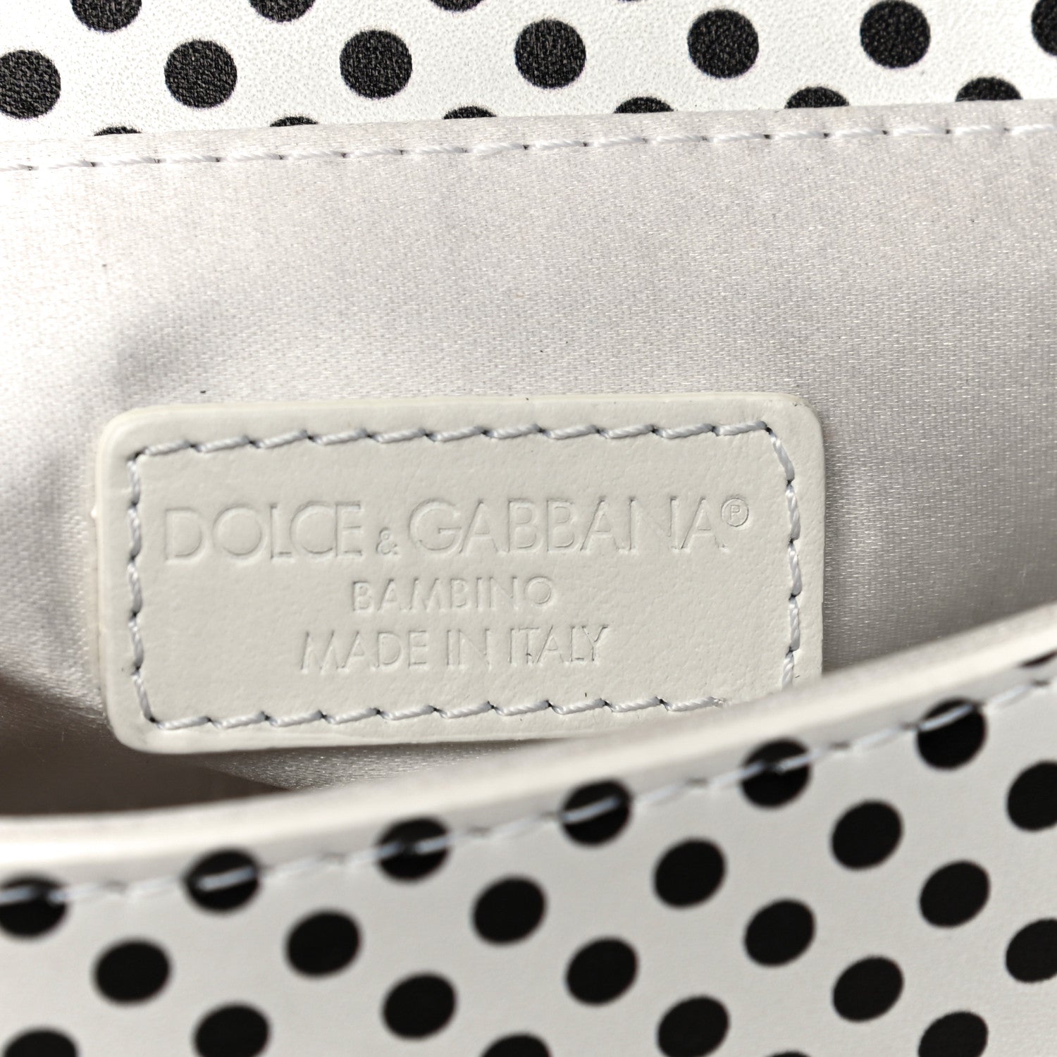 Dolce & Gabbana Vitello Polka Dot Childrens Satchel White Black 6 of 9