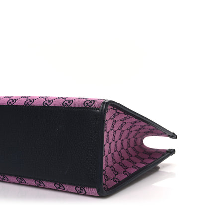 Gucci Monogram Multicolor Textured Dollar Calfskin Small Retro Interlocking G Tote Bag Pink Blue 9 of 12