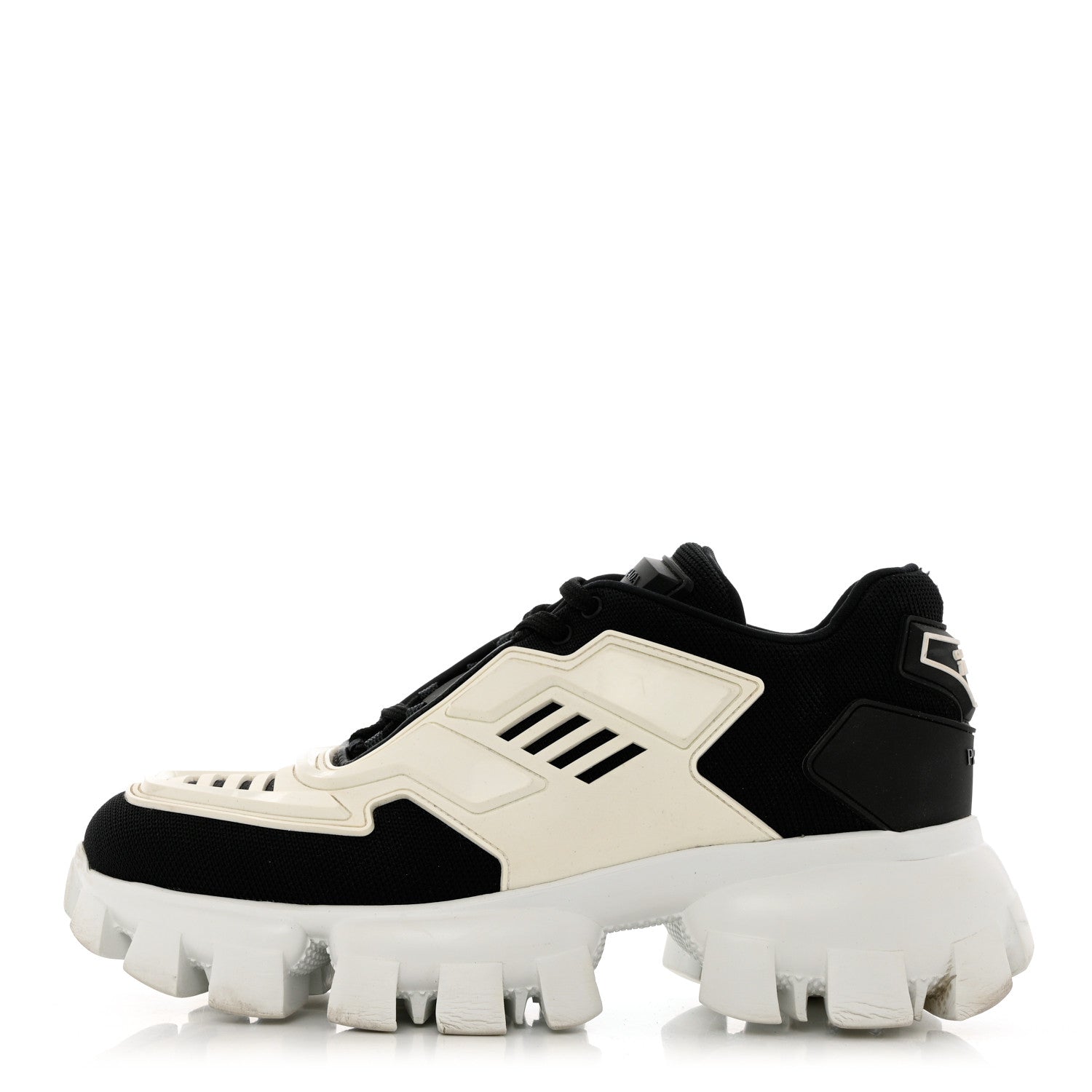 Prada Rubber Technical Knit Fabric Cloudbust Thunder Sneakers 37.5 Black White 1 of 12