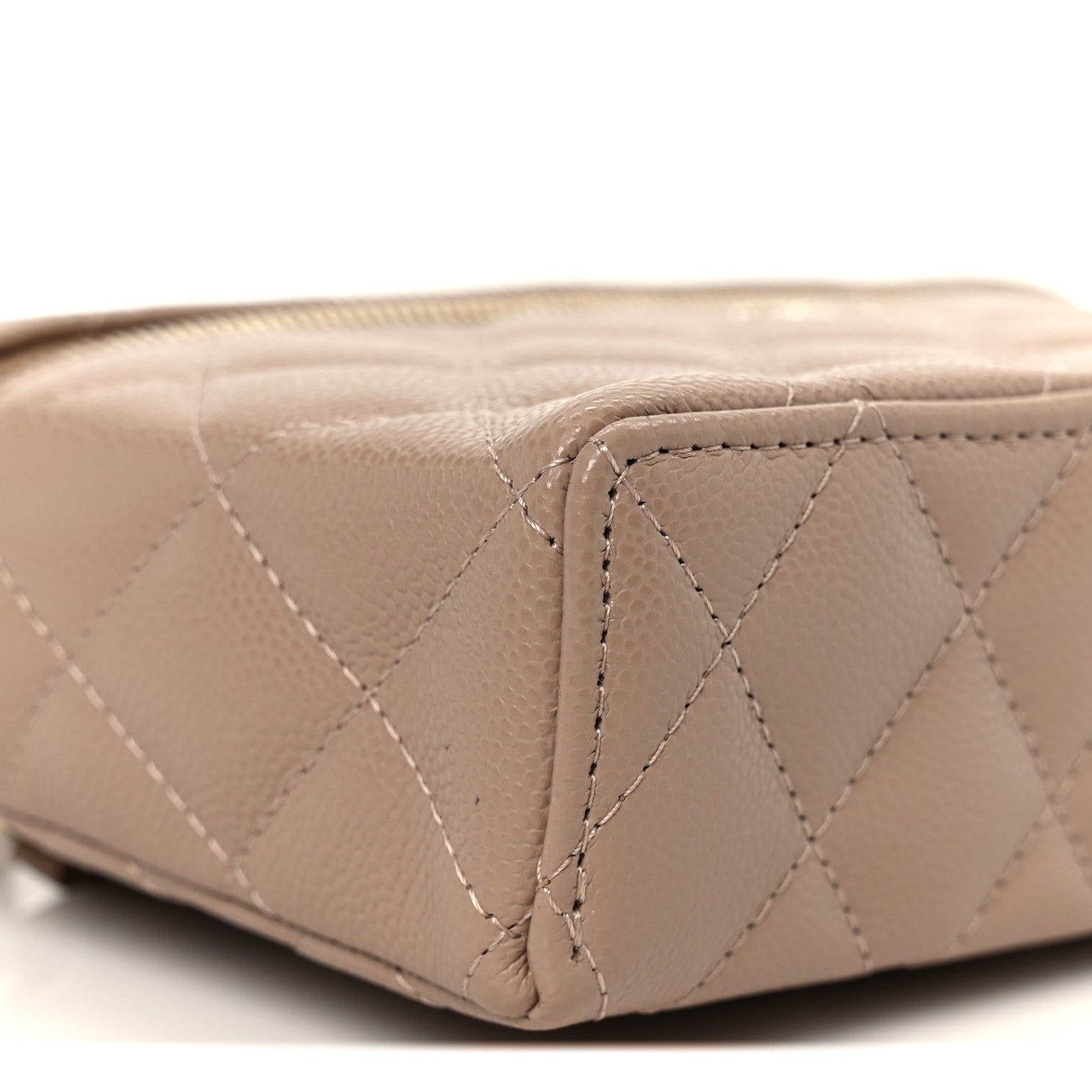 Chanel Caviar Quilted Top Handle Slim Vanity With Chain Dark Beige 9 of 11