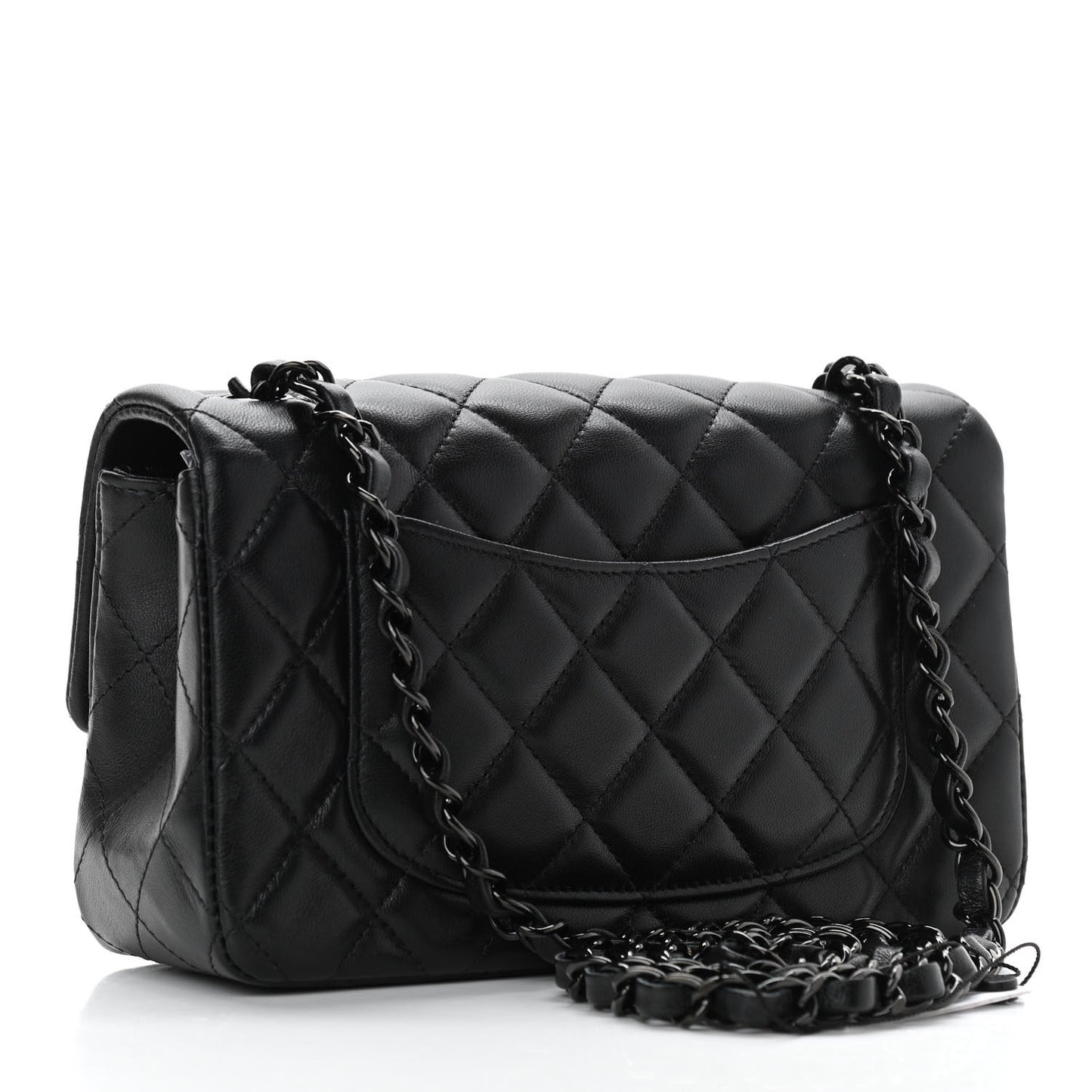 Lambskin Quilted Mini Rectangular Flap So Black