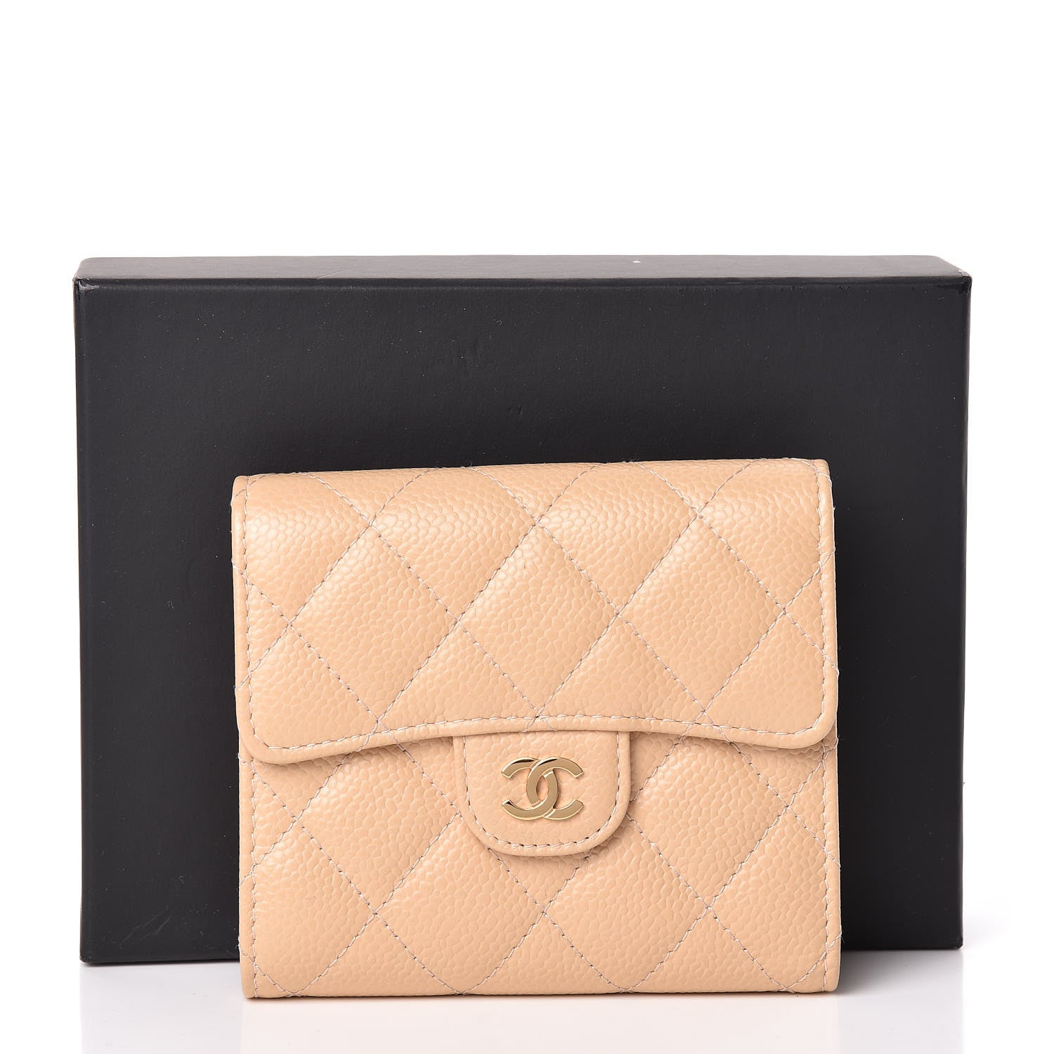 Chanel Caviar Quilted Compact Flap Wallet Beige 11 of 11