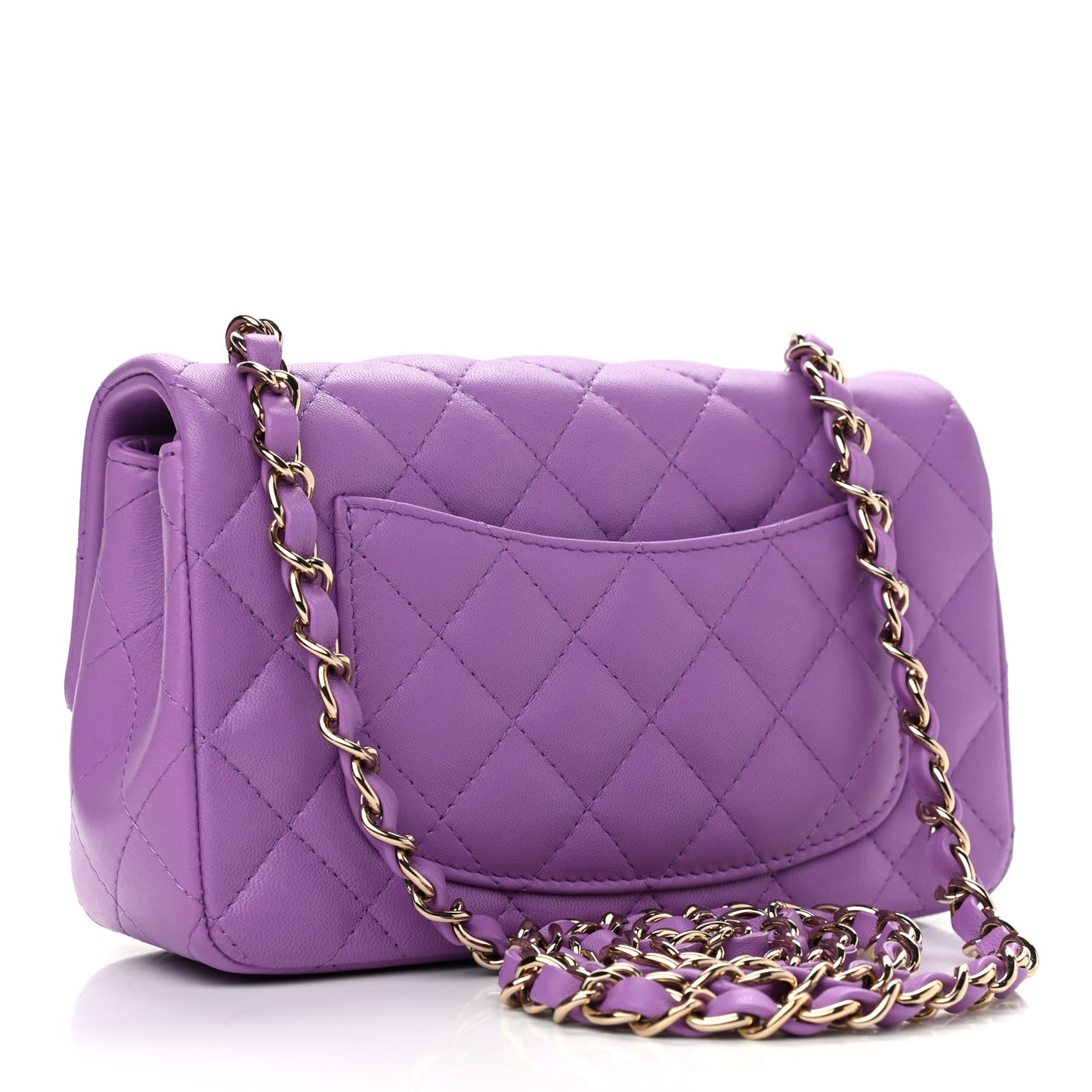 Lambskin Quilted Mini Rectangular Flap Purple