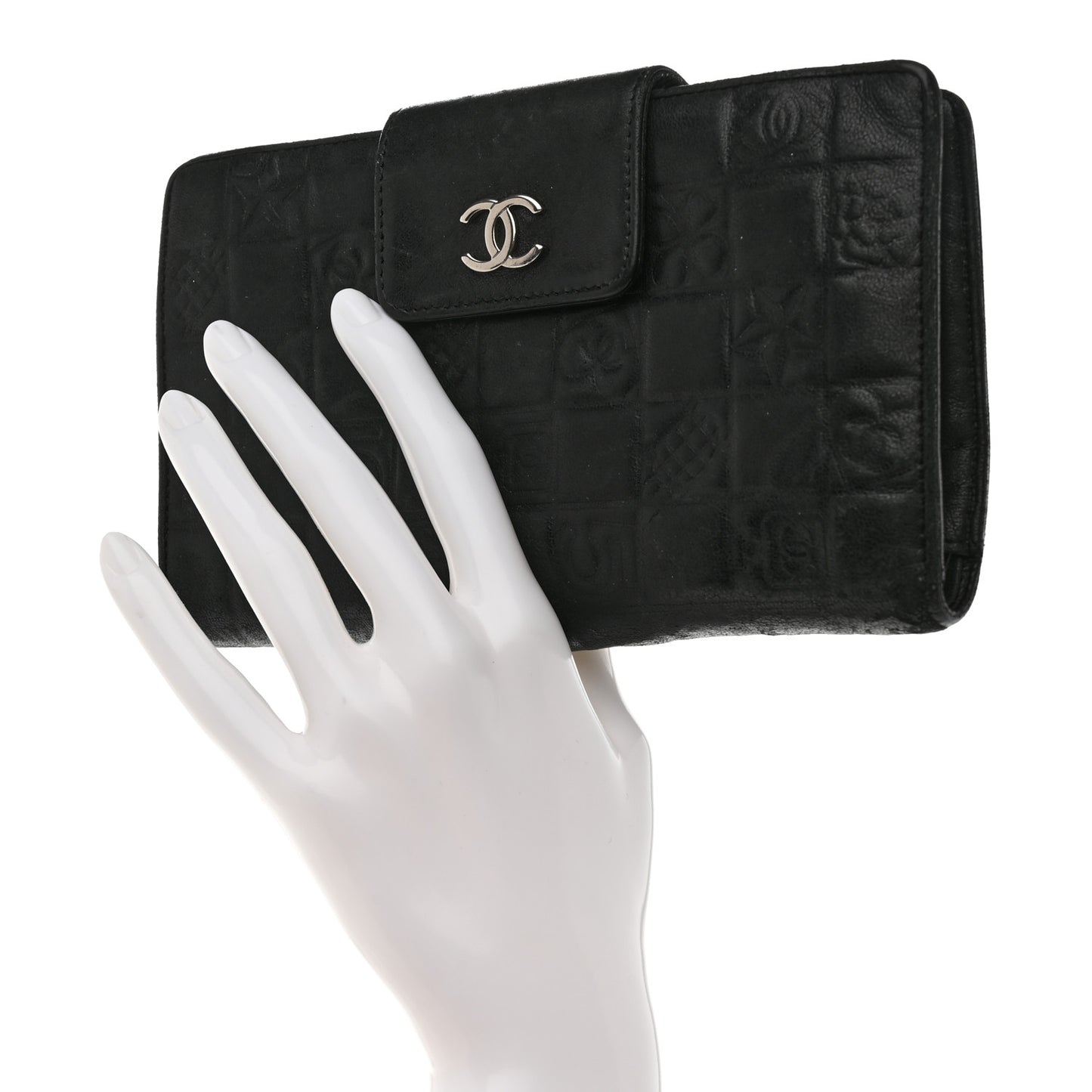 Calfskin Lucky Symbols French Wallet Black