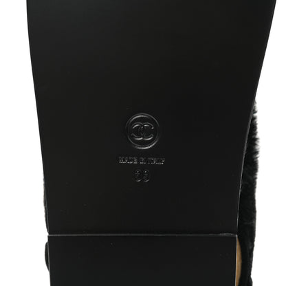 Chanel Calfskin Hair Suede Shearling Dad Sandals 39 Black 6 of 9