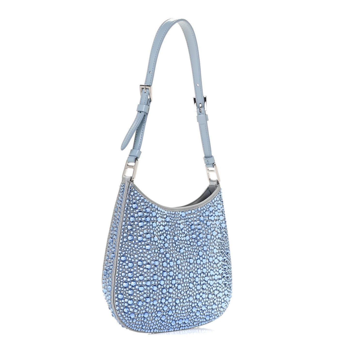 Satin Crystal Cleo Adjustable Strap Shoulder Bag Celeste