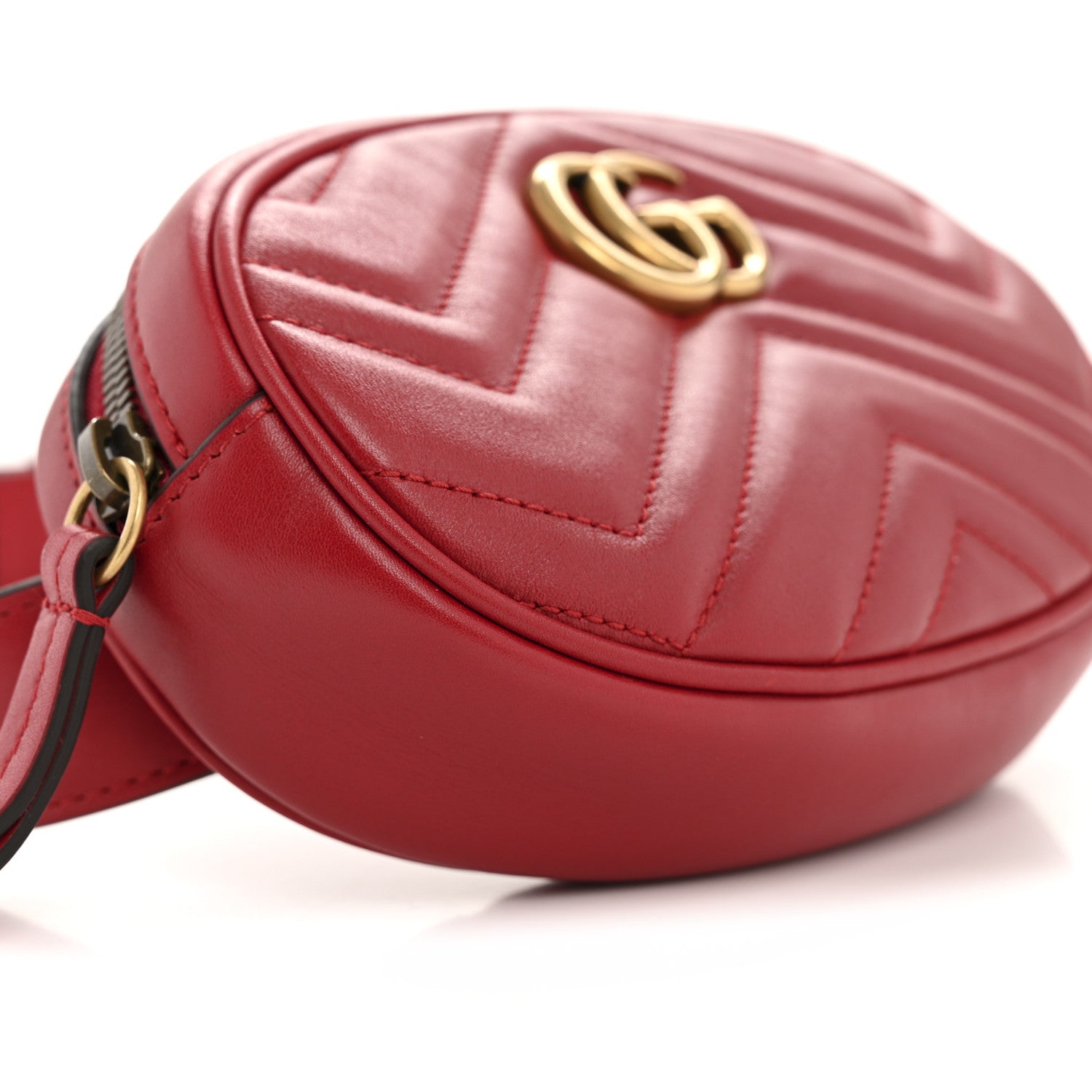 Gucci Calfskin Matelasse GG Marmont Belt Bag 75 30 Hibiscus Red 9 of 10