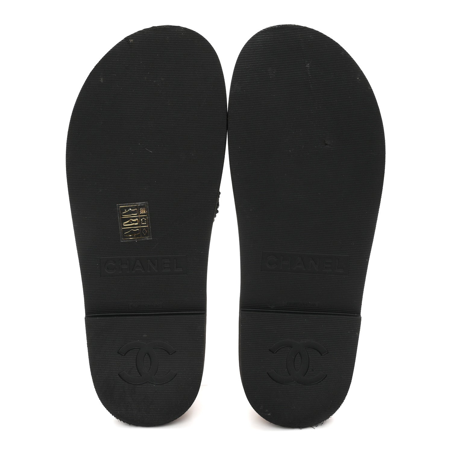 Chanel Fabric Pearl Cork CC Slip On Sandals 38 Black 6 of 10