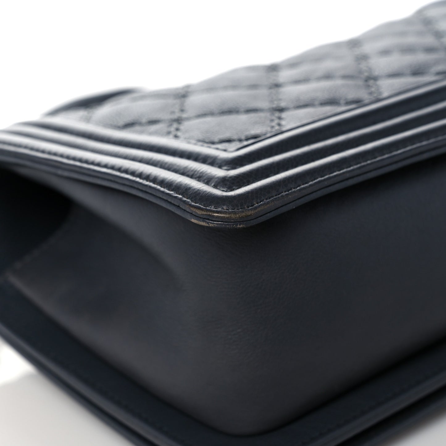 Calfskin Double Stitch Medium Boy Flap Grey