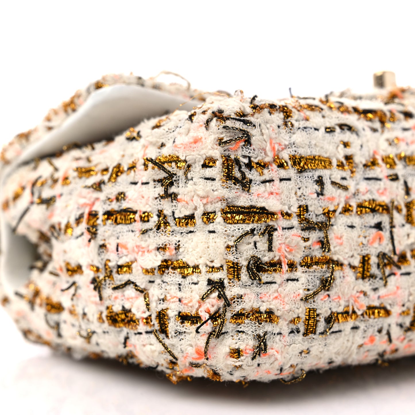 Tweed Quilted Mini Rectangular Flap White