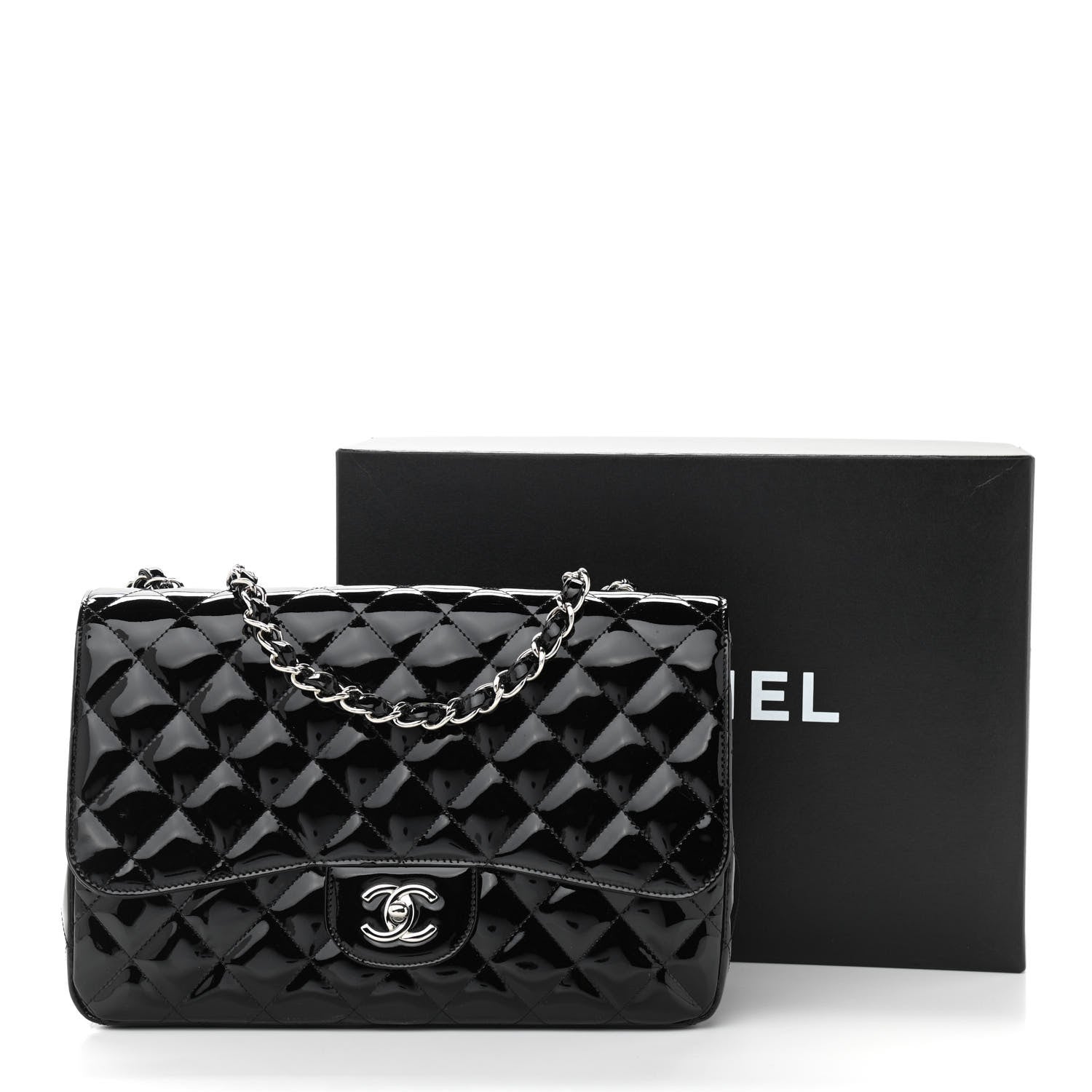 Chanel Patent Quilted Jumbo Double Flap Black 11 of 11