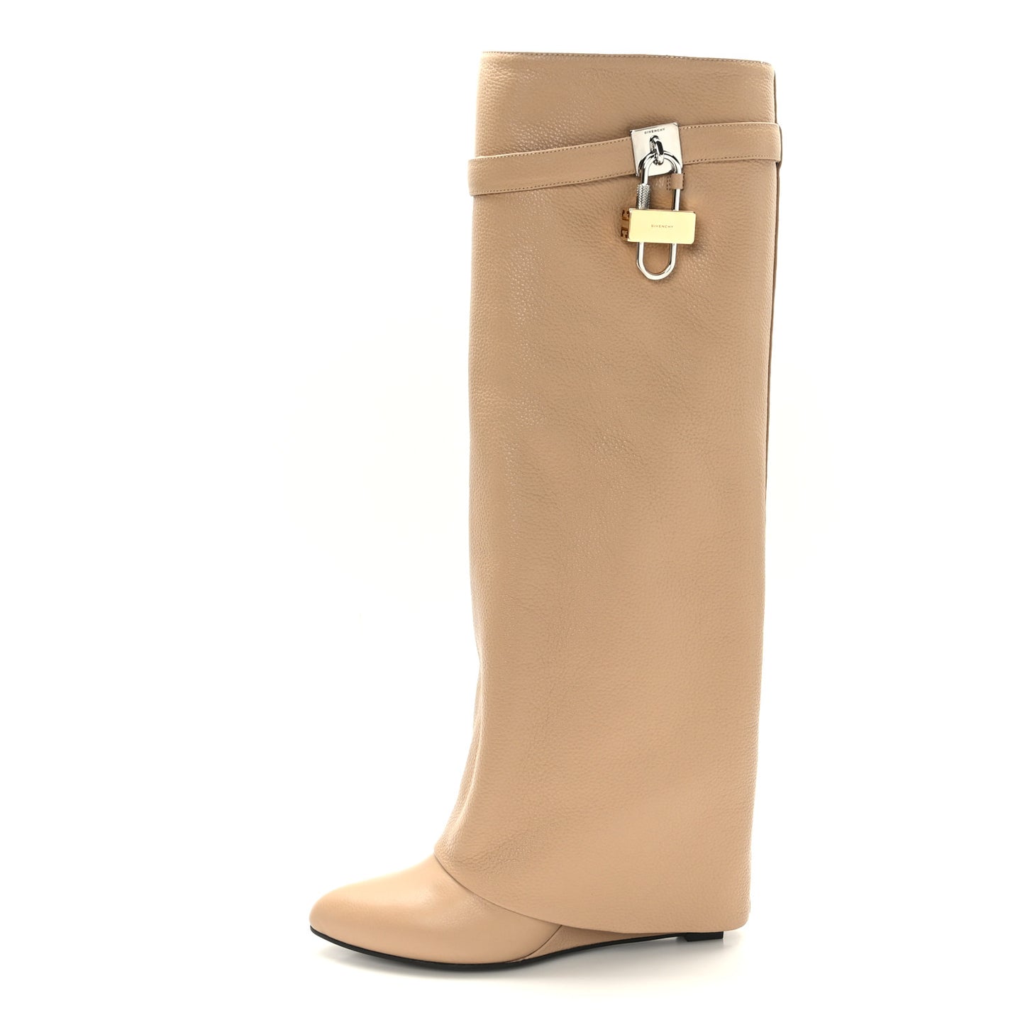 Calfskin Shark Lock Pant Boots 41 Beige