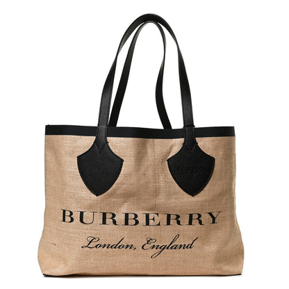 Burberry Raffia Logo Print Medium The Giant Reversible Tote Black 1 of 11