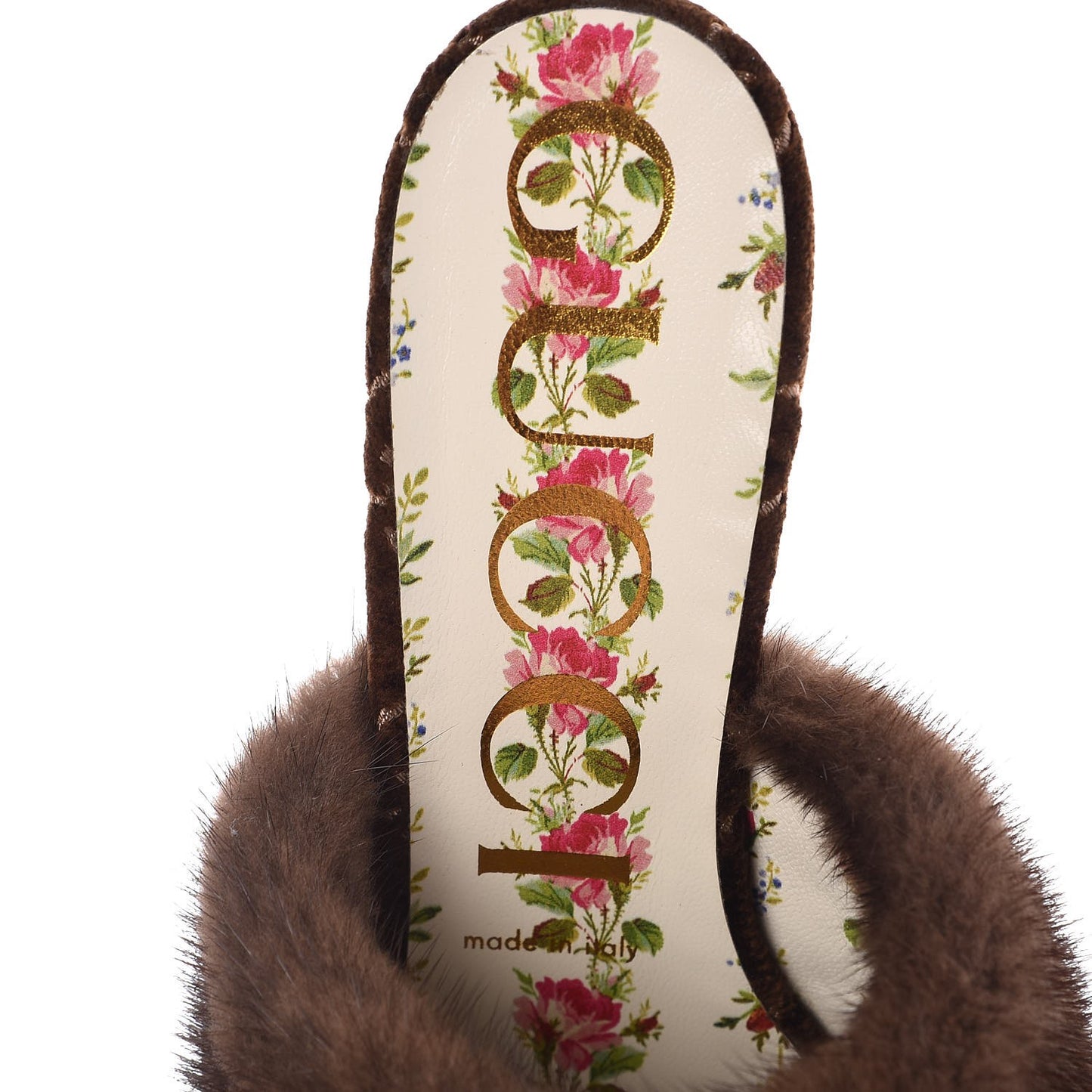 Mink Velvet GG Monogram Candy Mules 37.5 Scan Brown Brown