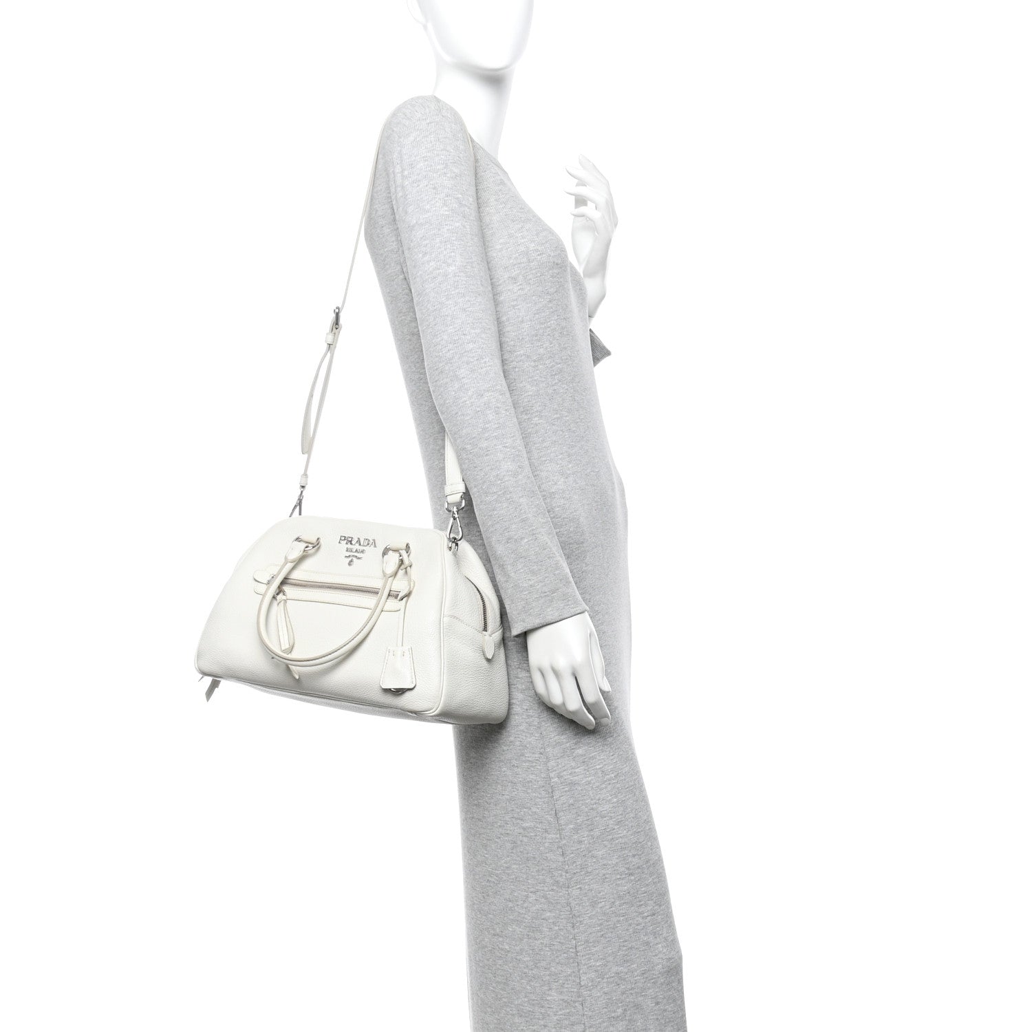 Prada Vitello Phenix Bowling Bag Talco 2 of 9