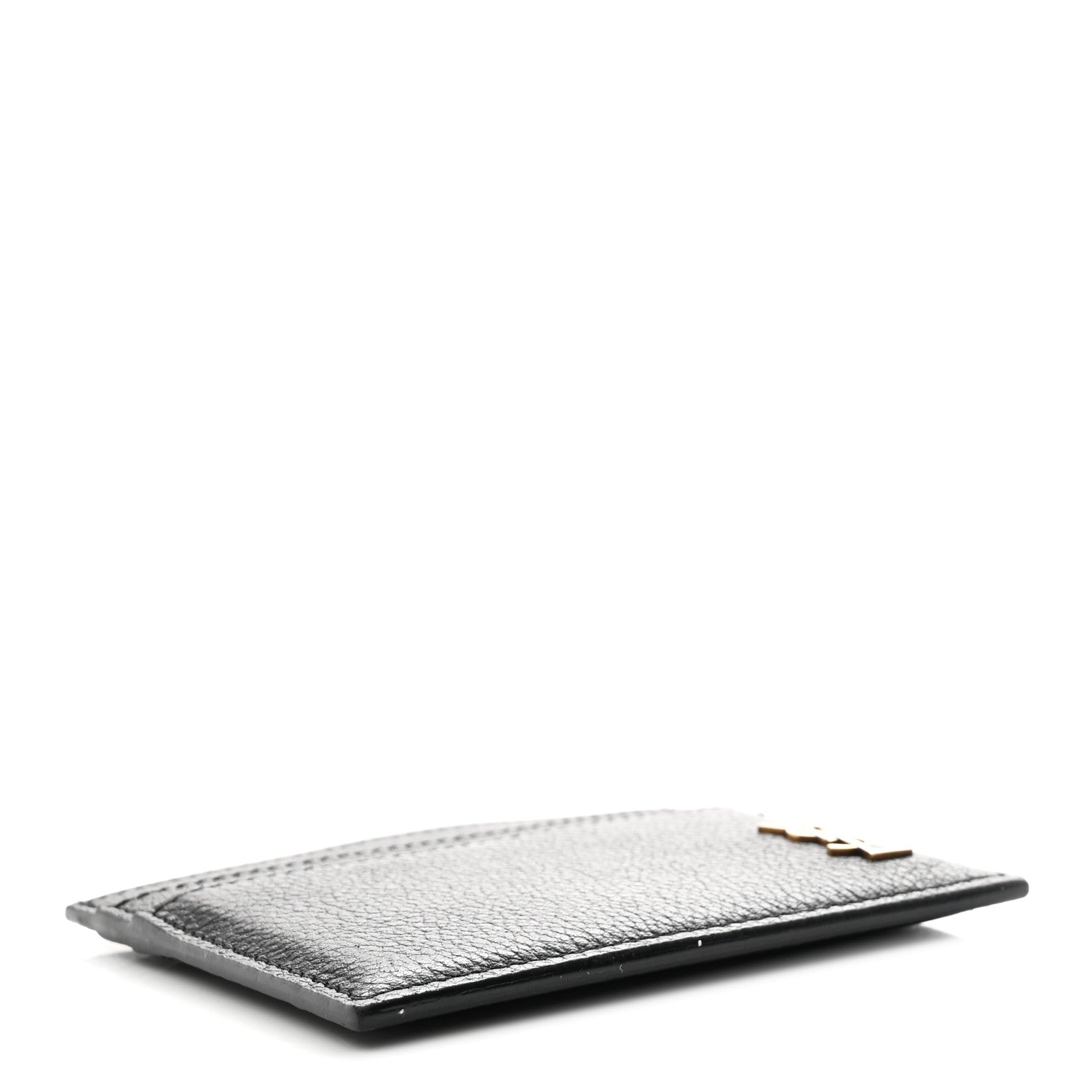 Saint Laurent Grained Calfskin Tiny Cassandre Credit Card Case Black 4 of 7