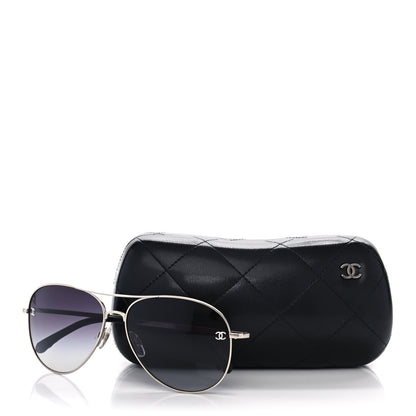 Chanel Metal Aviator CC Sunglasses 4189-T-Q Silver 3 of 8