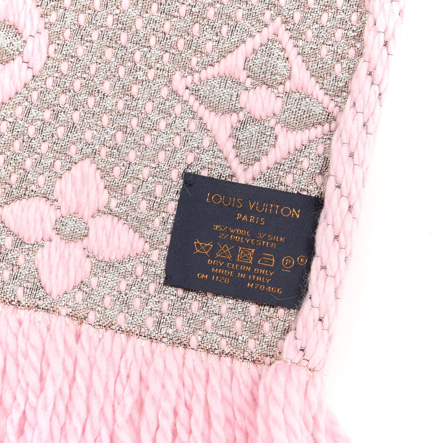 Wool Silk Logomania Shine Scarf Pink