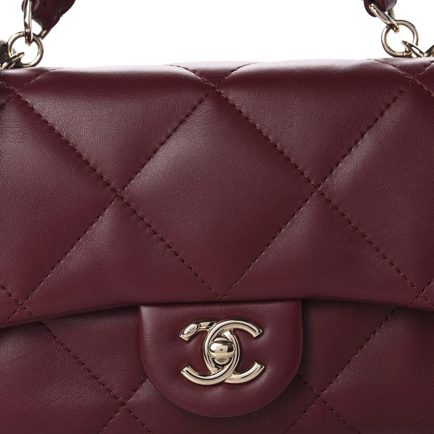 Chanel Lambskin Quilted Small Easy Carry Flap Burgundy 11 of 11