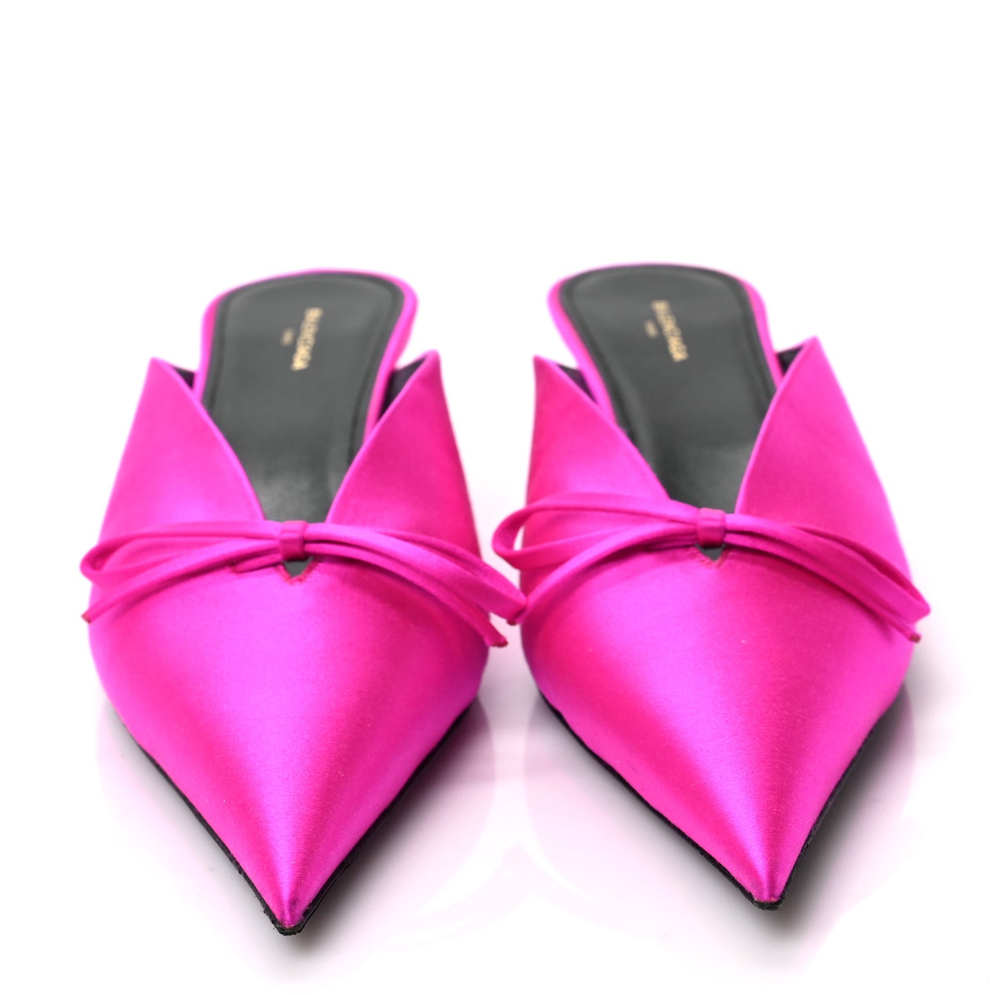 Satin Pointed Toe Knife 40mm Mules 38.5 Rose Fuchsia