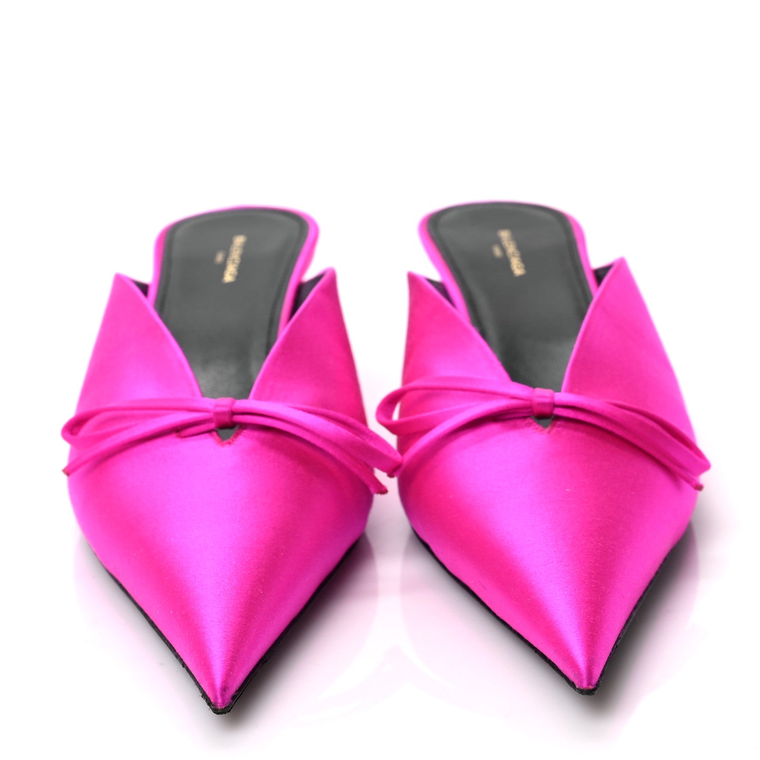 Balenciaga Satin Pointed Toe Knife 40mm Mules 38.5 Rose Fuchsia 2 of 8