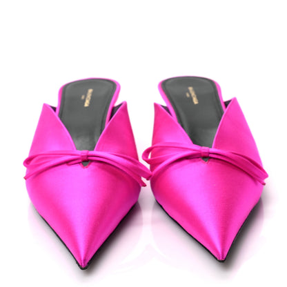 Balenciaga Satin Pointed Toe Knife 40mm Mules 38.5 Rose Fuchsia 2 of 8