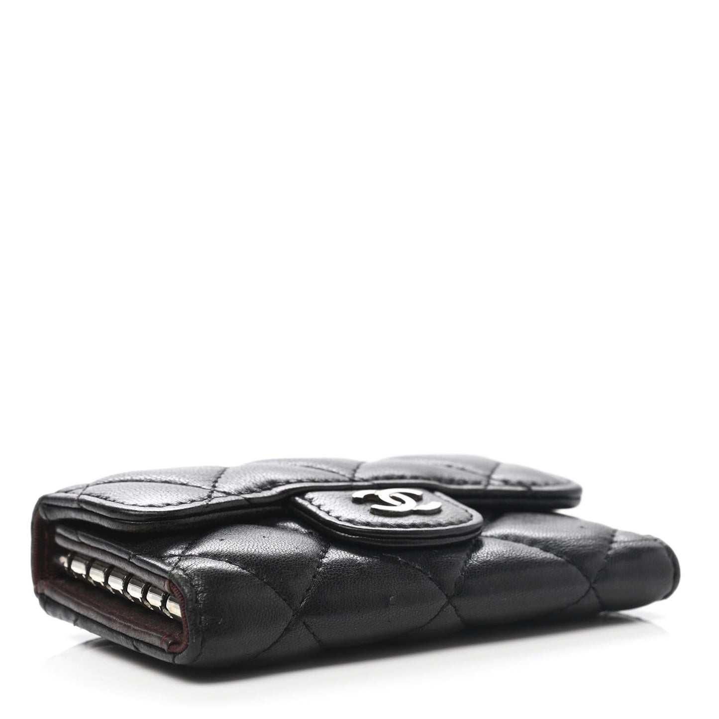 Lambskin Quilted 6 Key Holder Black