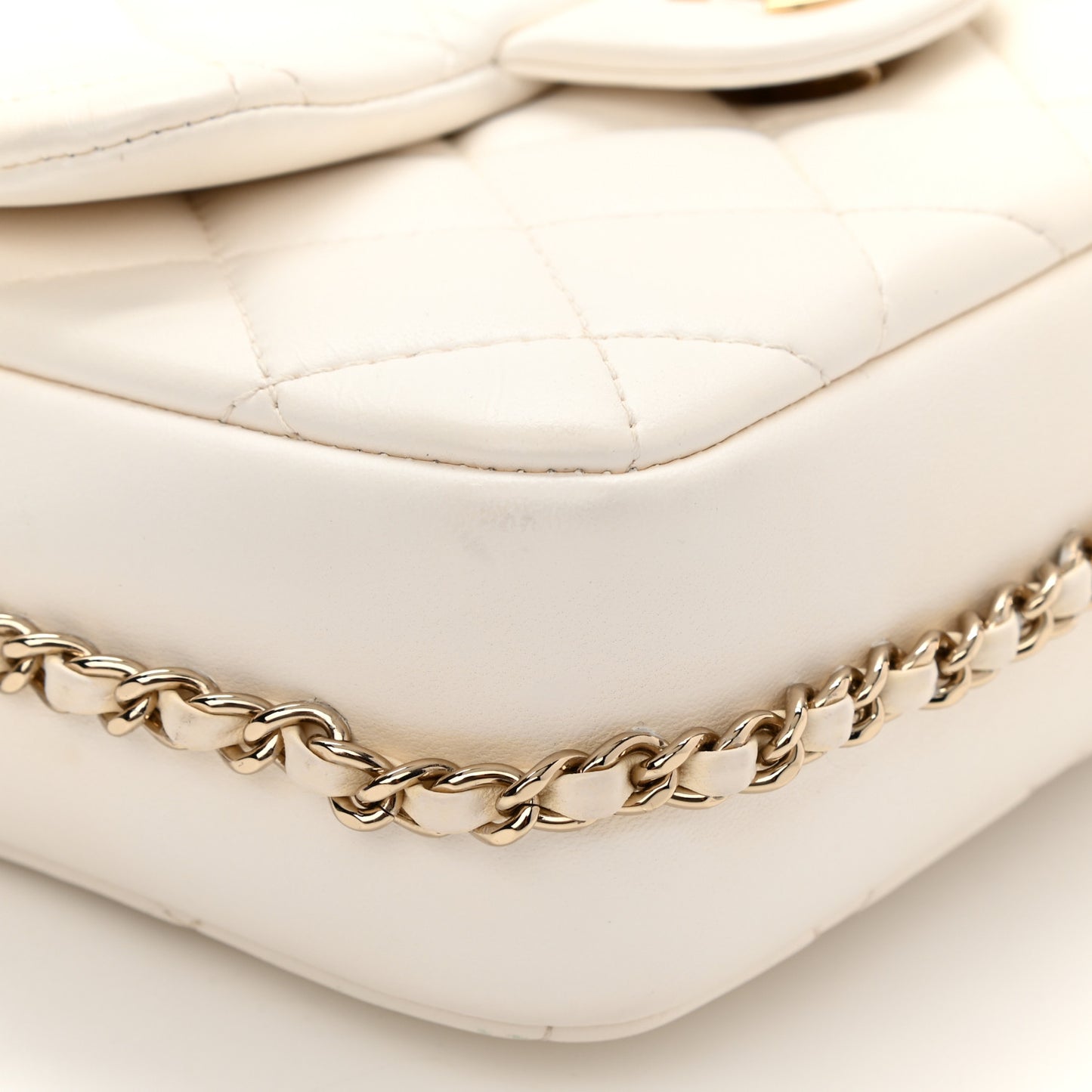 Lambskin Quilted Small My Precious Flap White