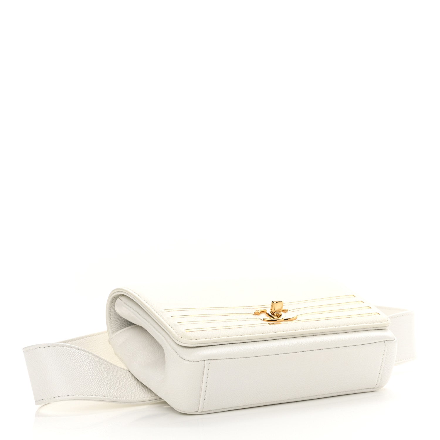 Chanel Grained Calfskin Embroidered Captain Gold Belt Bag White 4 of 14