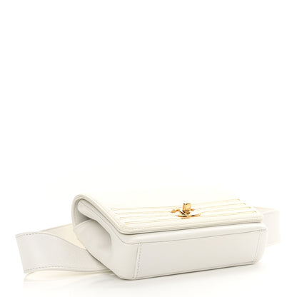 Chanel Grained Calfskin Embroidered Captain Gold Belt Bag White 4 of 14