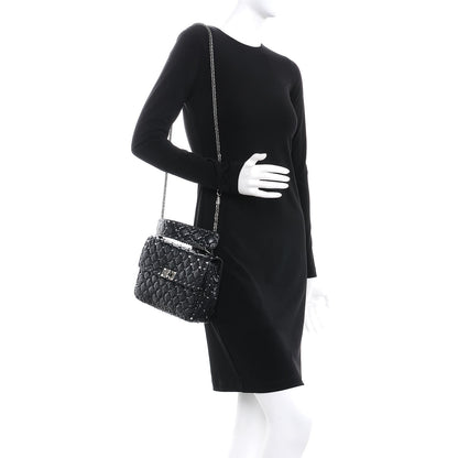 Valentino Garavani Craquele Nappa Medium Rockstud Spike Shoulder Bag Black 2 of 7