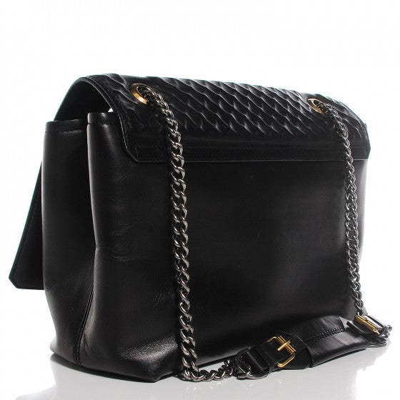 Lanvin Hammered Calfskin Large Happy Edgy Shoulder Bag Black 3 of 16