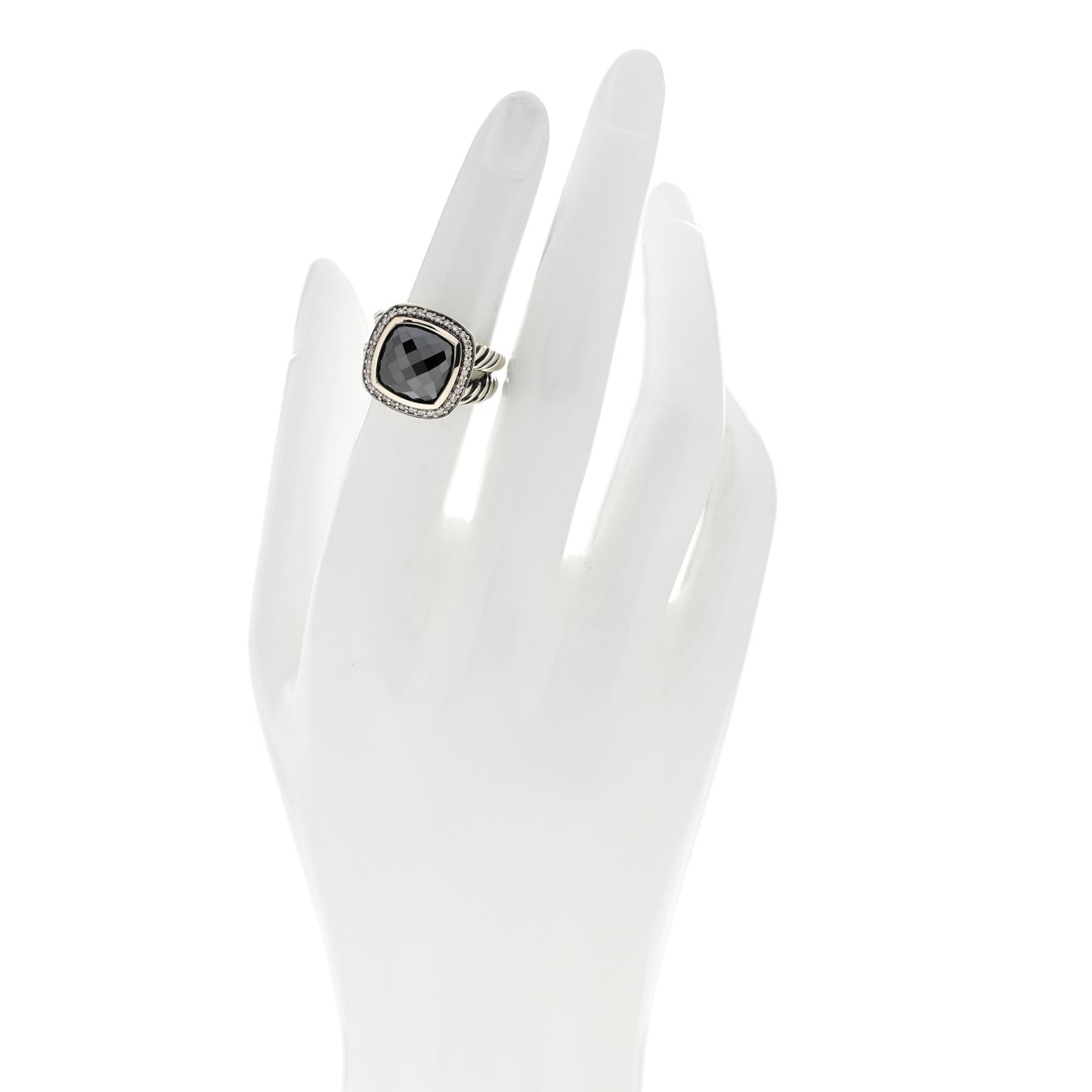 Sterling Silver Diamond Hematine 11mm Albion Ring 50 5.5